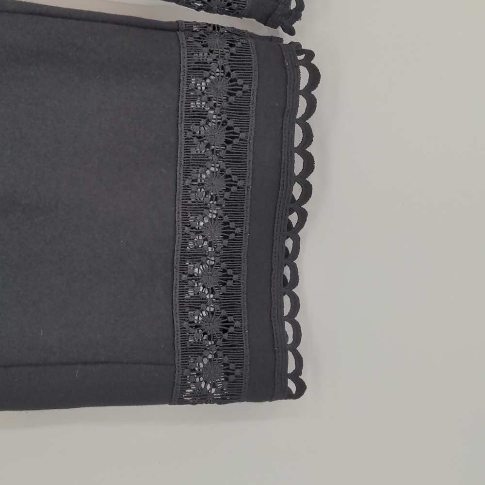 Lysse‎ Raya Womens Lace Trim High Rise Cropped Pants Size Extra Small Black - Picture 4 of 12